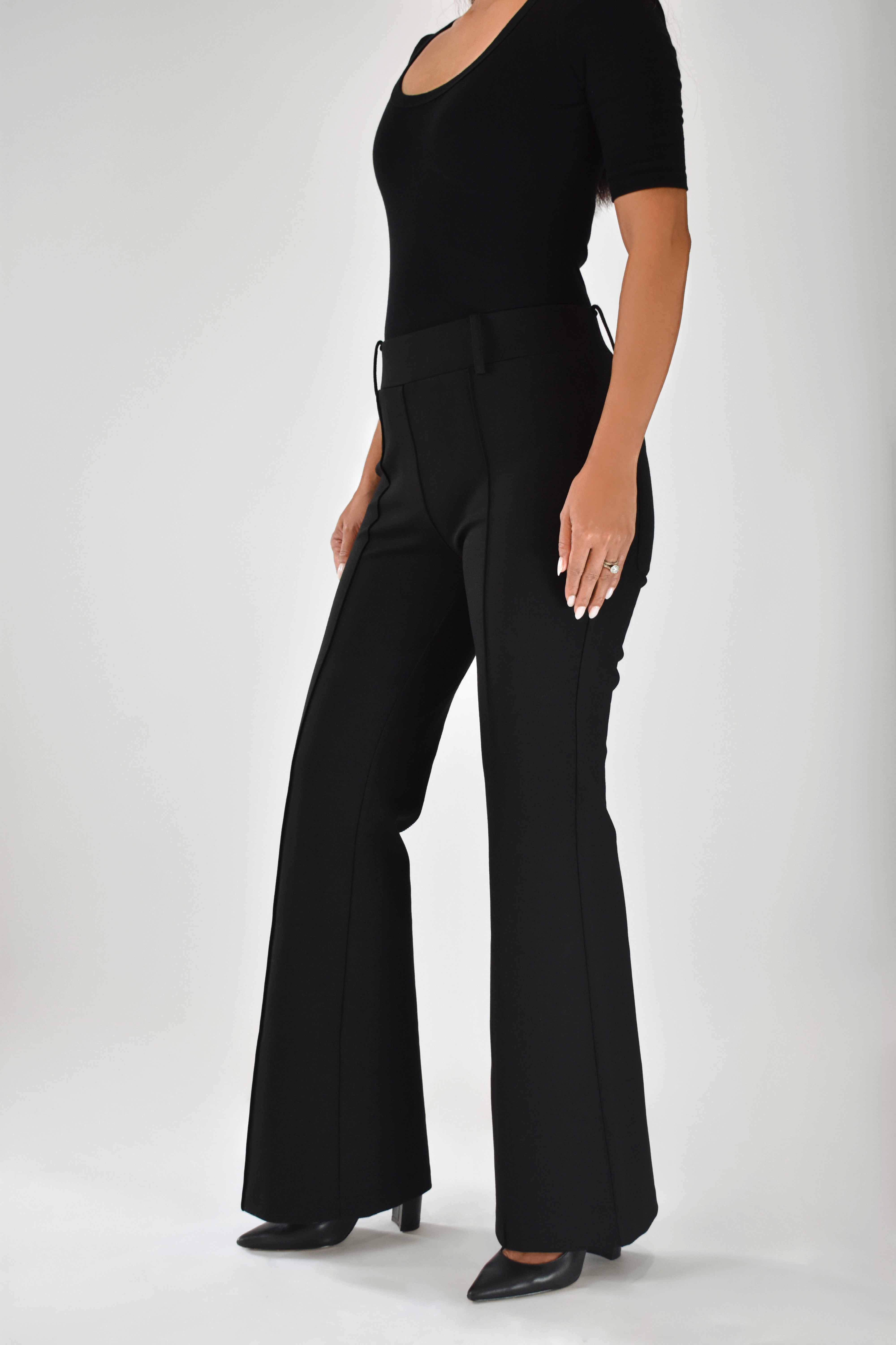 The Audrey Slip-On Ponte Flare Pant BLACK Verti Petite The Audrey Slip-On Ponte Flare Pant BLACK Verti Petite
