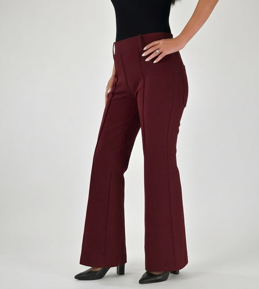 The Audrey Slip-On Ponte Flare Pant BURGUNDY