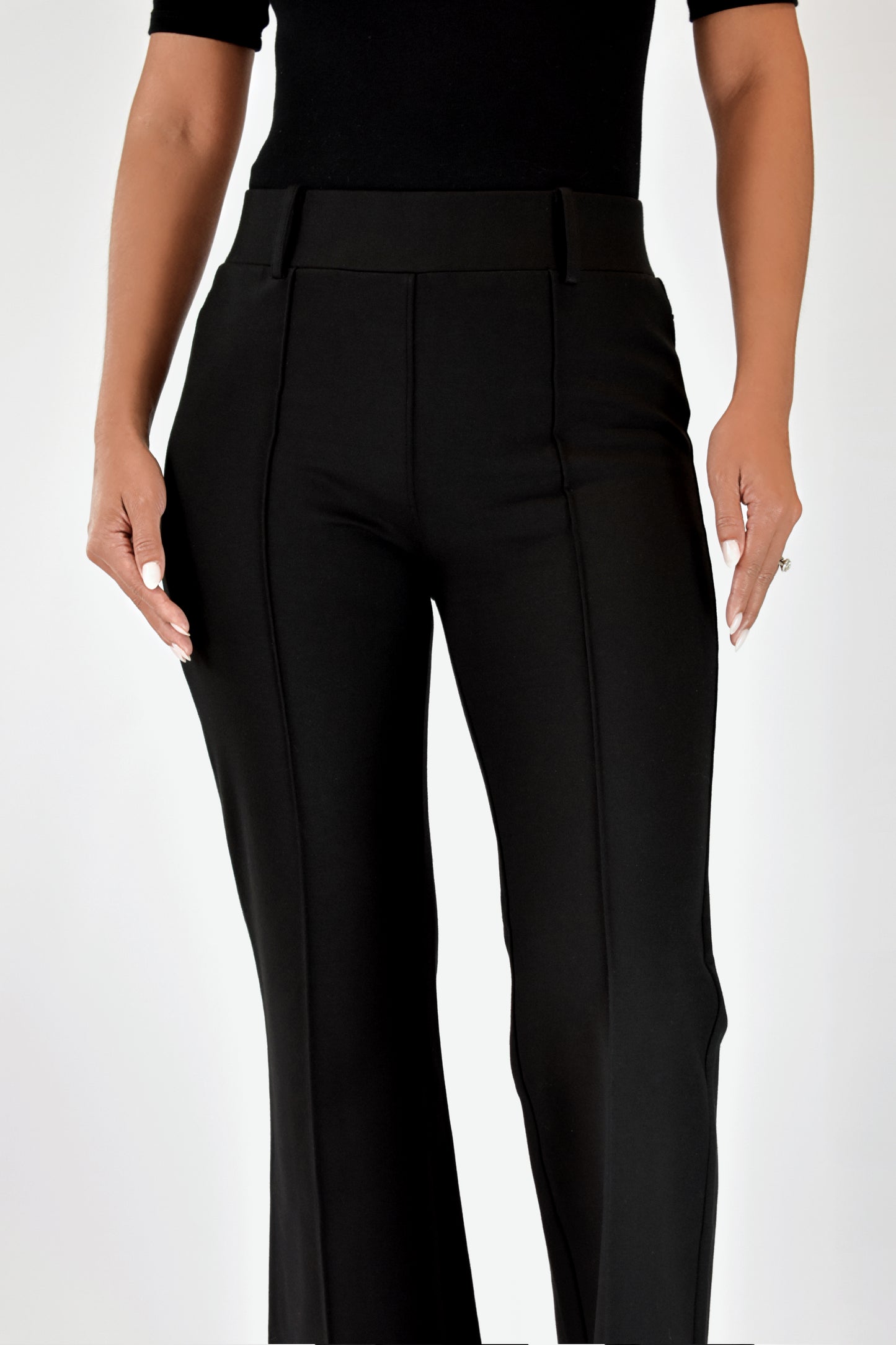 The Audrey Slip-On Ponte Flare Pant BLACK