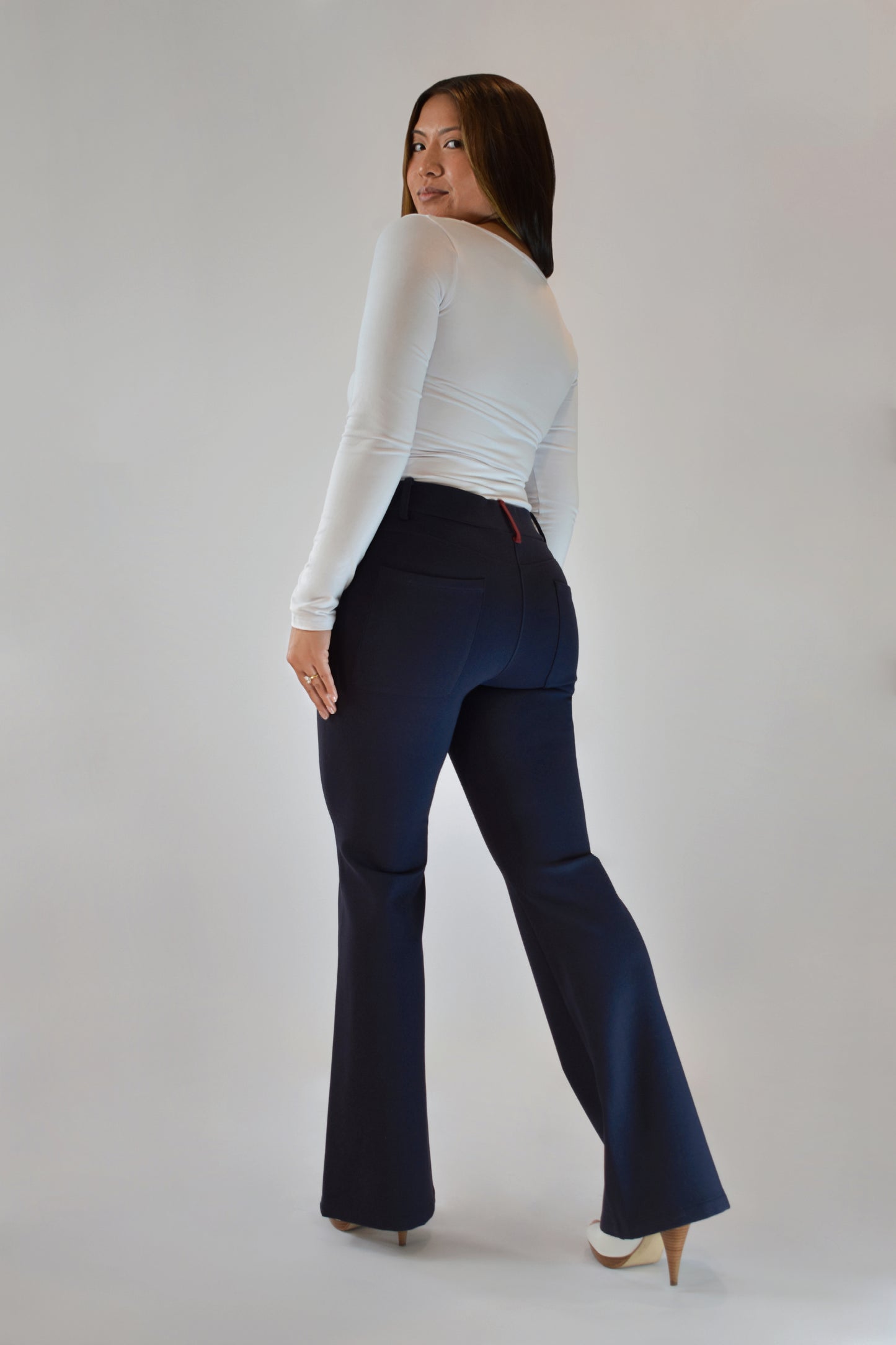 The Audrey Slip-On Ponte Flare Pant NAVY