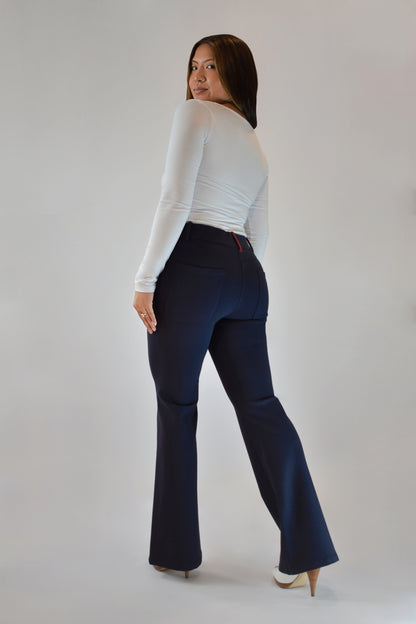 The Audrey Slip-On Ponte Flare Pant NAVY