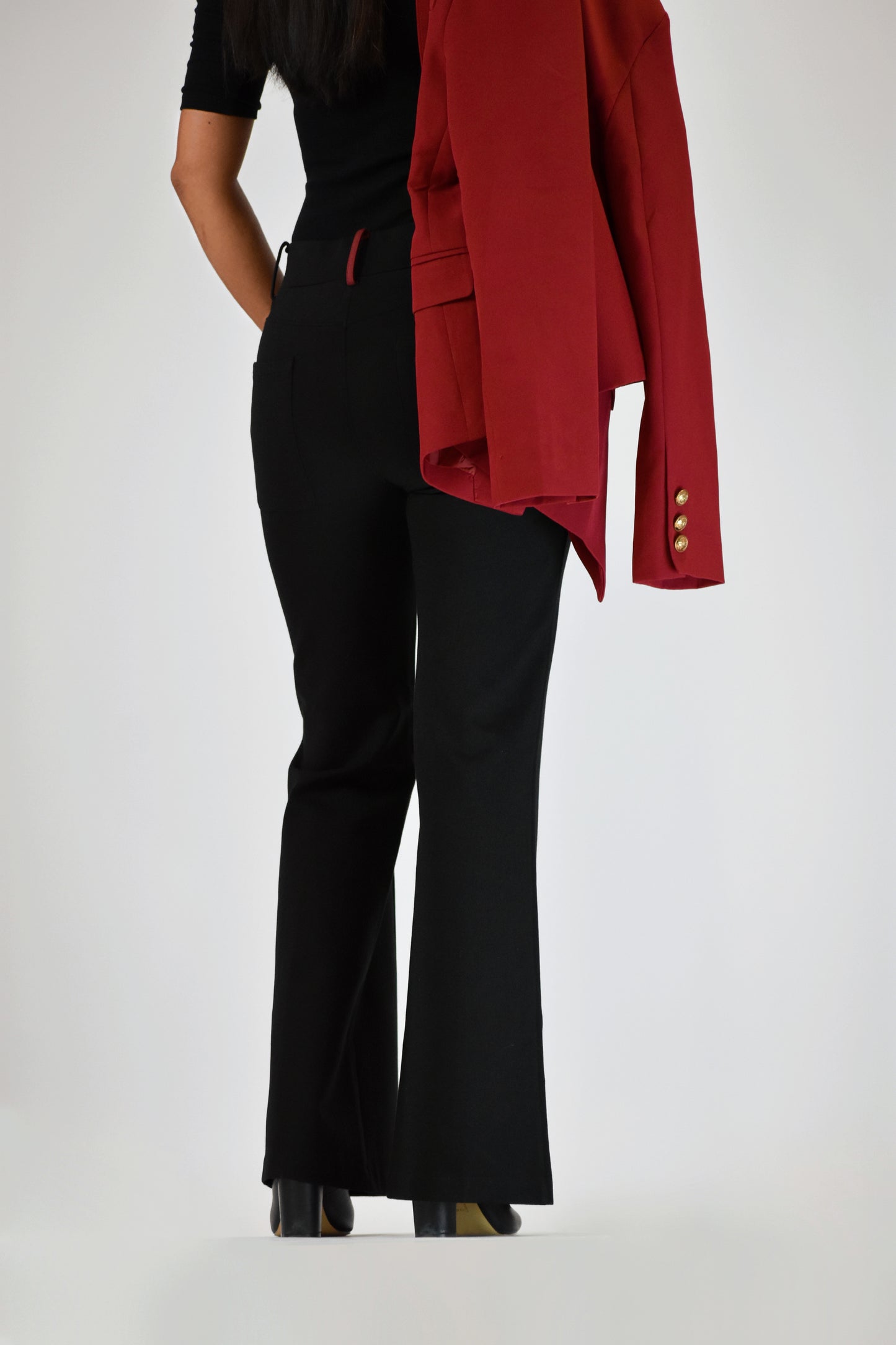 The Audrey Slip-On Ponte Flare Pant BLACK