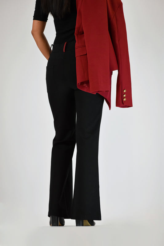 PRE-ORDER The Audrey Slip-On Ponte Flare Pant BURGUNDY