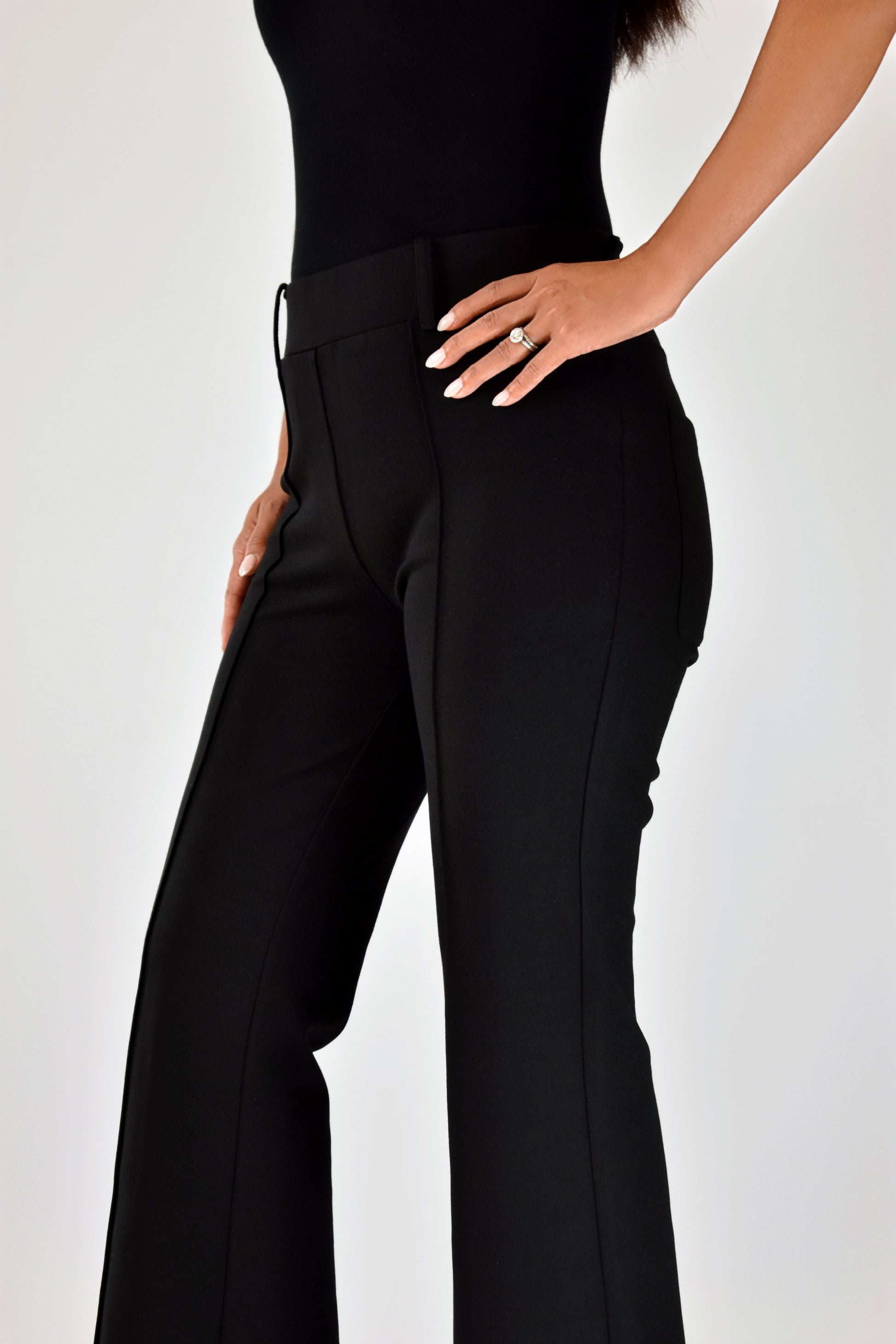 The Audrey Slip-On Ponte Flare Pant BLACK Verti Petite The Audrey Slip-On Ponte Flare Pant BLACK Verti Petite
