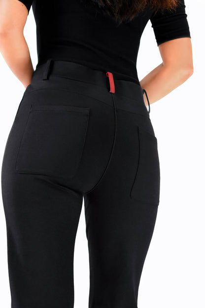 The Audrey Slip-On Ponte Flare Pant BLACK