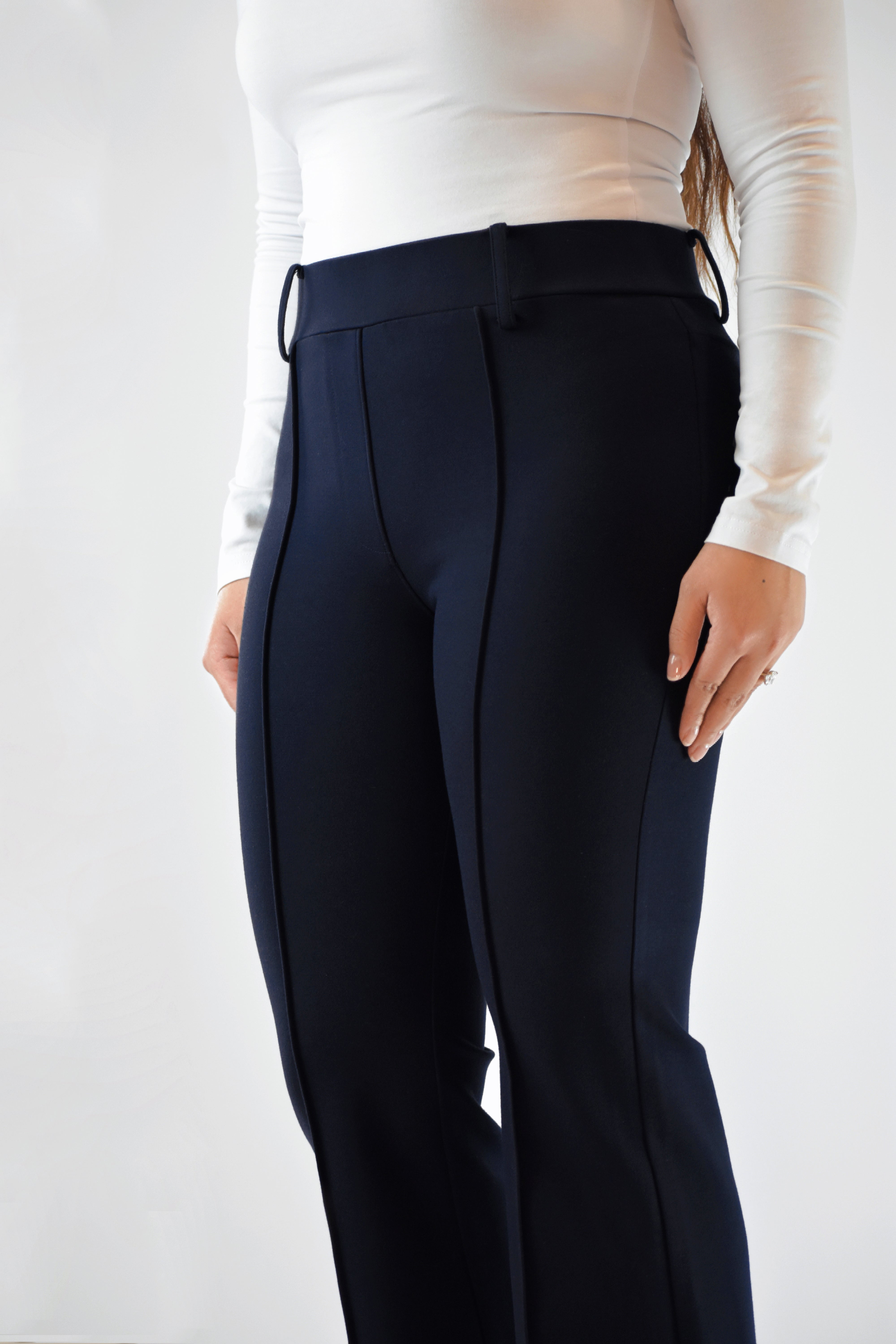 The Audrey Slip-On Ponte Flare Pant NAVY – Verti Petite