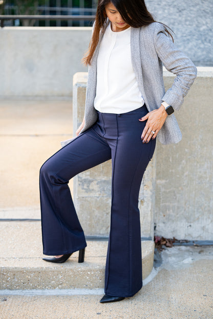 The Audrey Slip-On Ponte Flare Pant NAVY