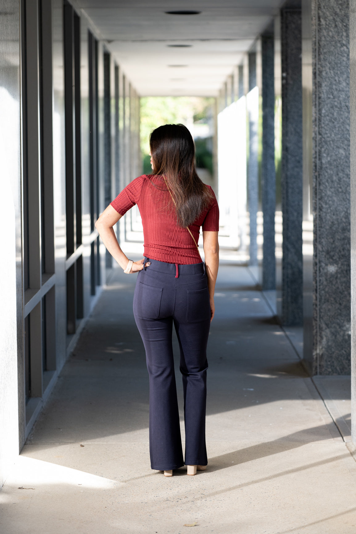 The Audrey Slip-On Ponte Flare Pant NAVY